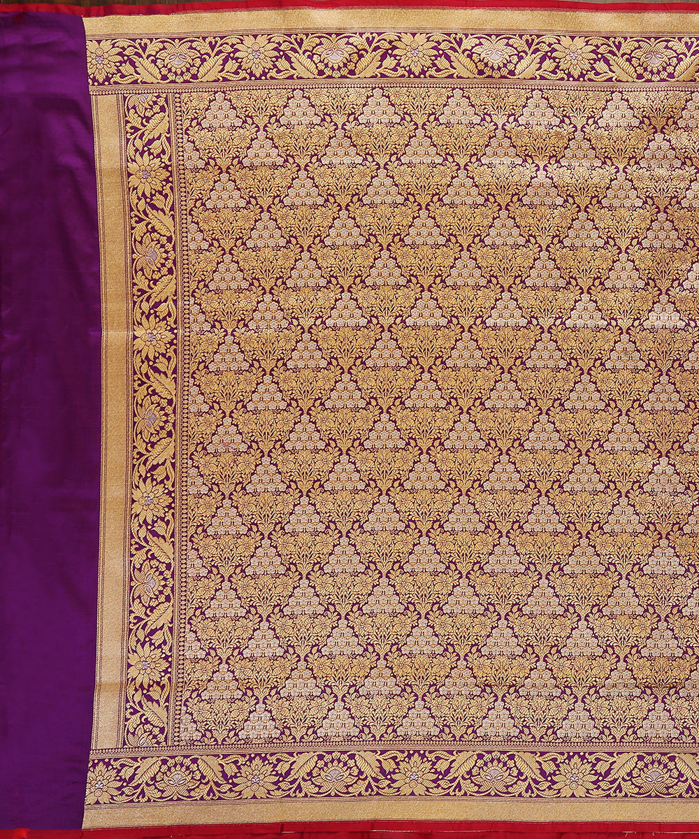 Purple_Handloom_Brocade_Pure_Katan_Silk_Banarasi_Dupatta_With_Pink_Selvedge_WeaverStory_02