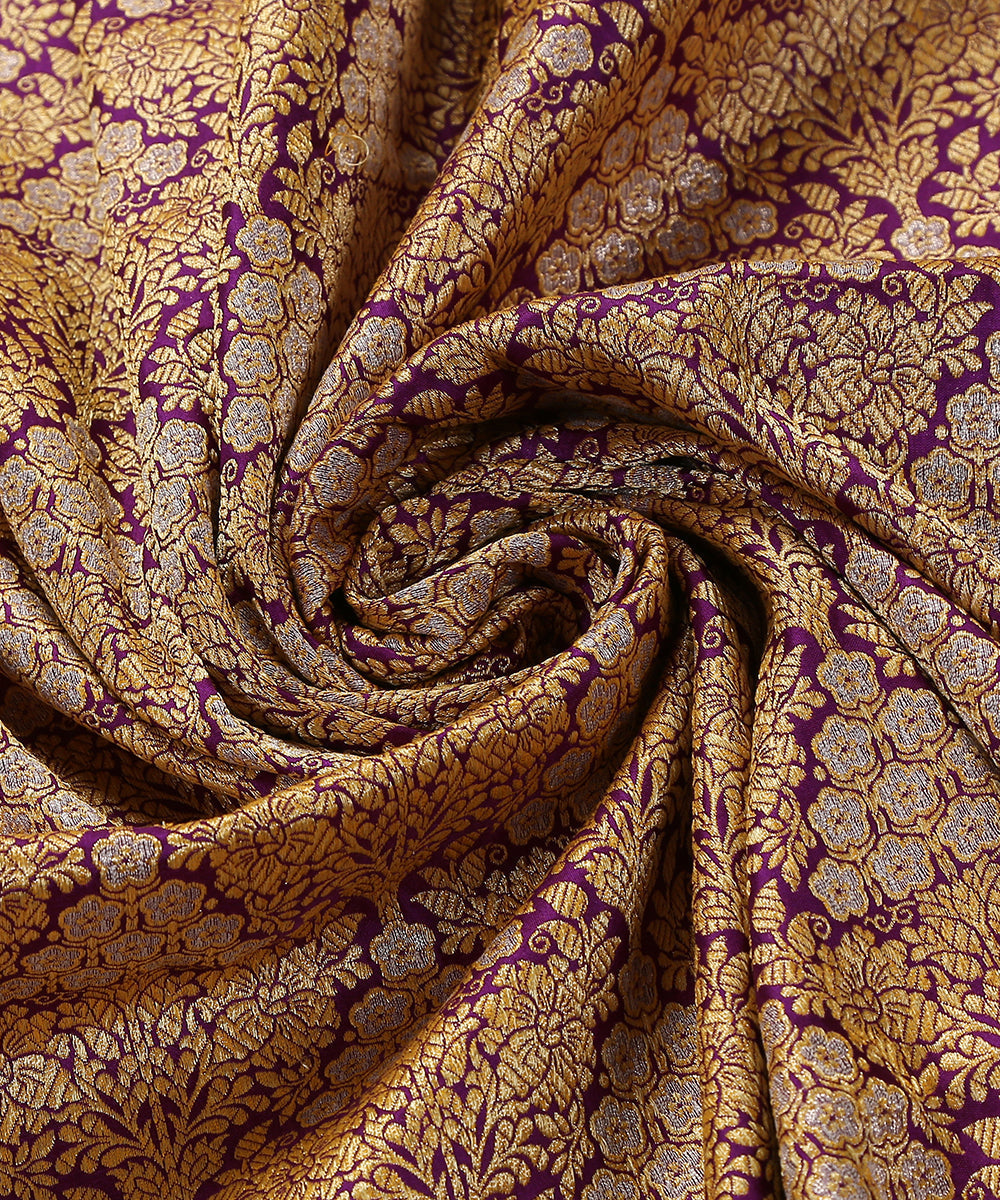 Purple_Handloom_Brocade_Pure_Katan_Silk_Banarasi_Dupatta_With_Pink_Selvedge_WeaverStory_05
