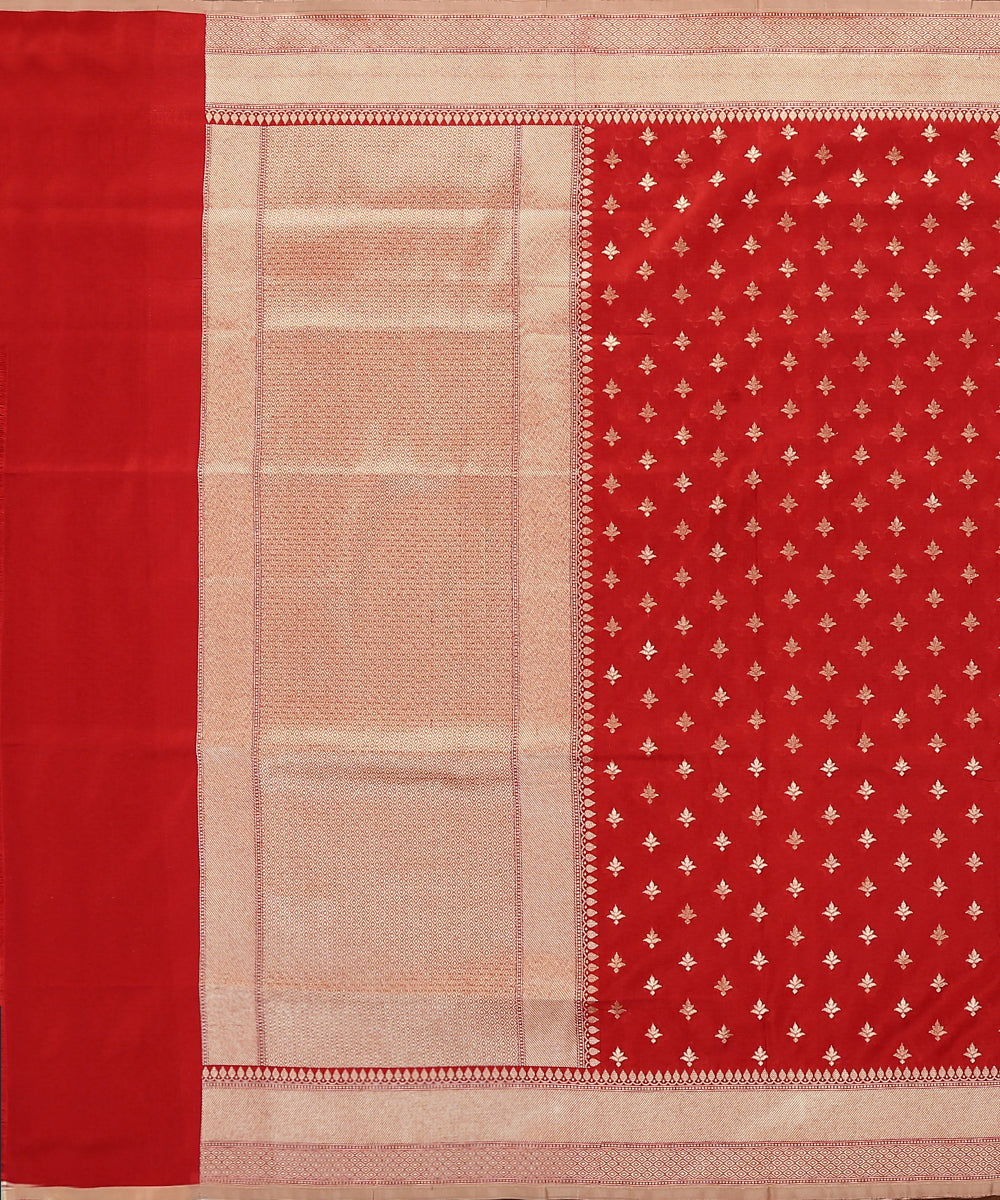 Red_Handloom_Pure_Katan_Georgette_Banarasi_Dupatta_With_Beige_Selvedge_WeaverStory_02