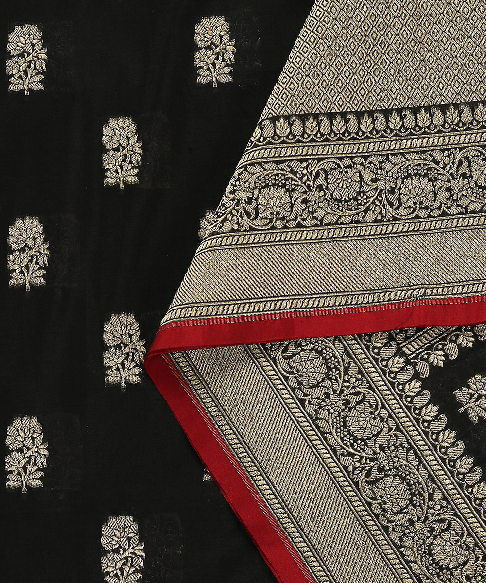 Handloom_Black_Katan_Georgette_Banarasi_Dupatta_With_Red_Selvedge_WeaverStory_04