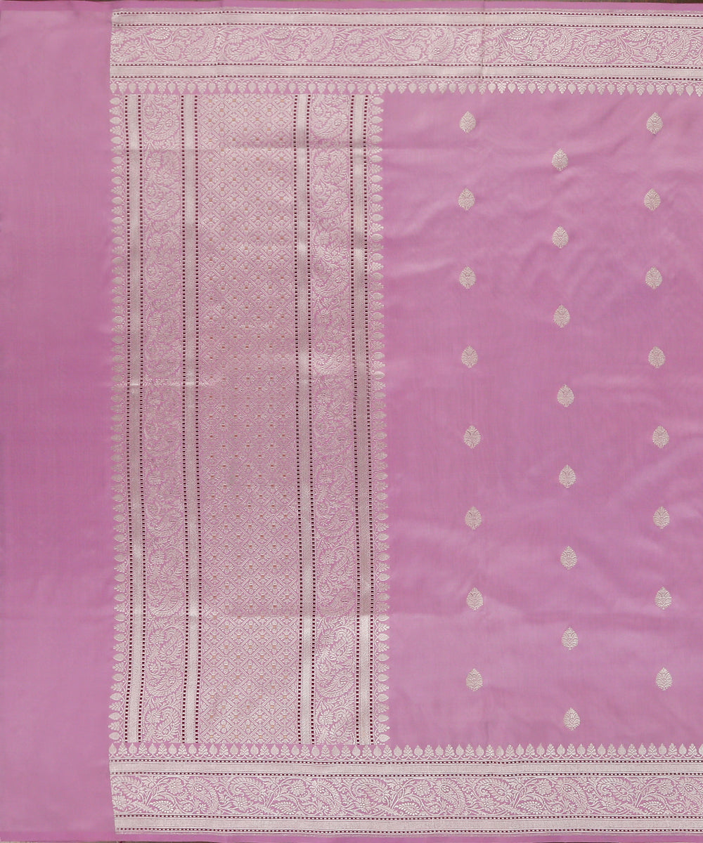 Lavender_Handloom_Pure_Katan_Silk_Banarasi_Dupatta_With_Silver_Zari_Booti_WeaverStory_02