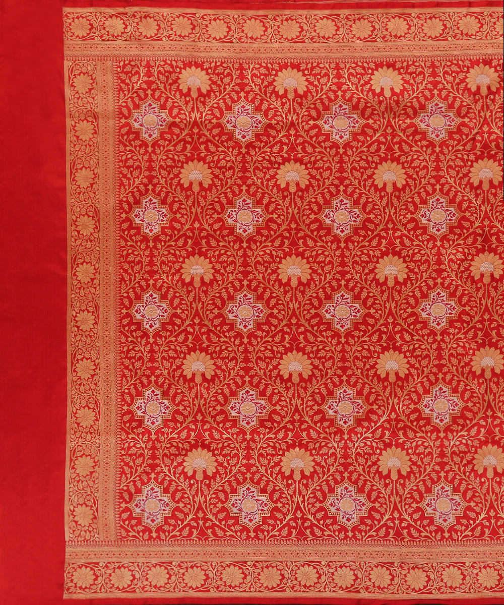 Handloom_Red_Pure_Katan_Silk_Brocade_Banarasi_Dupatta_With_Over_All_Jaal_WeaverStory_02