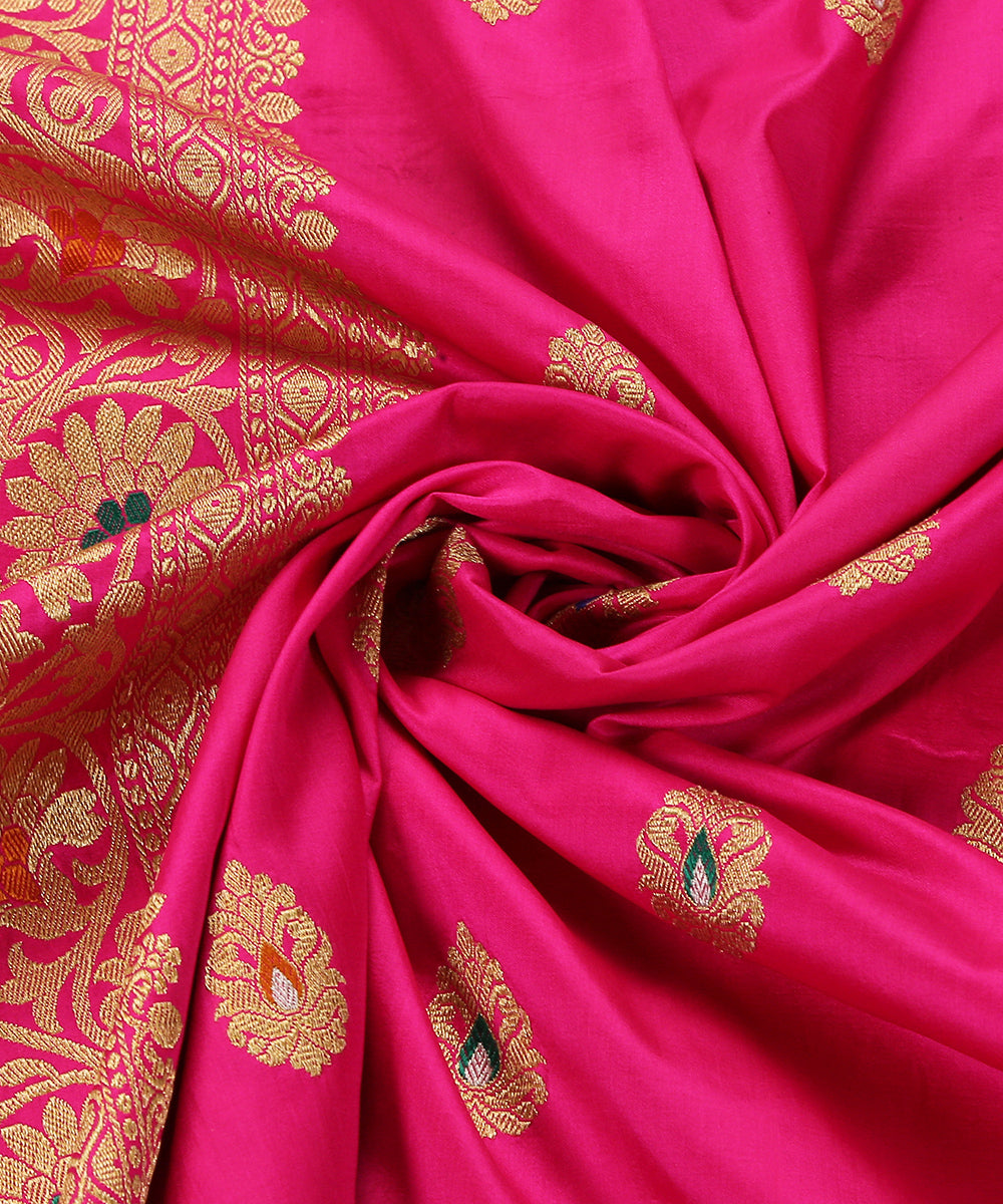 Handloom_Hot_Pink_Pure_Katan_Silk_Banarasi_Dupatta_With_Broad_Border_WeaverStory_05