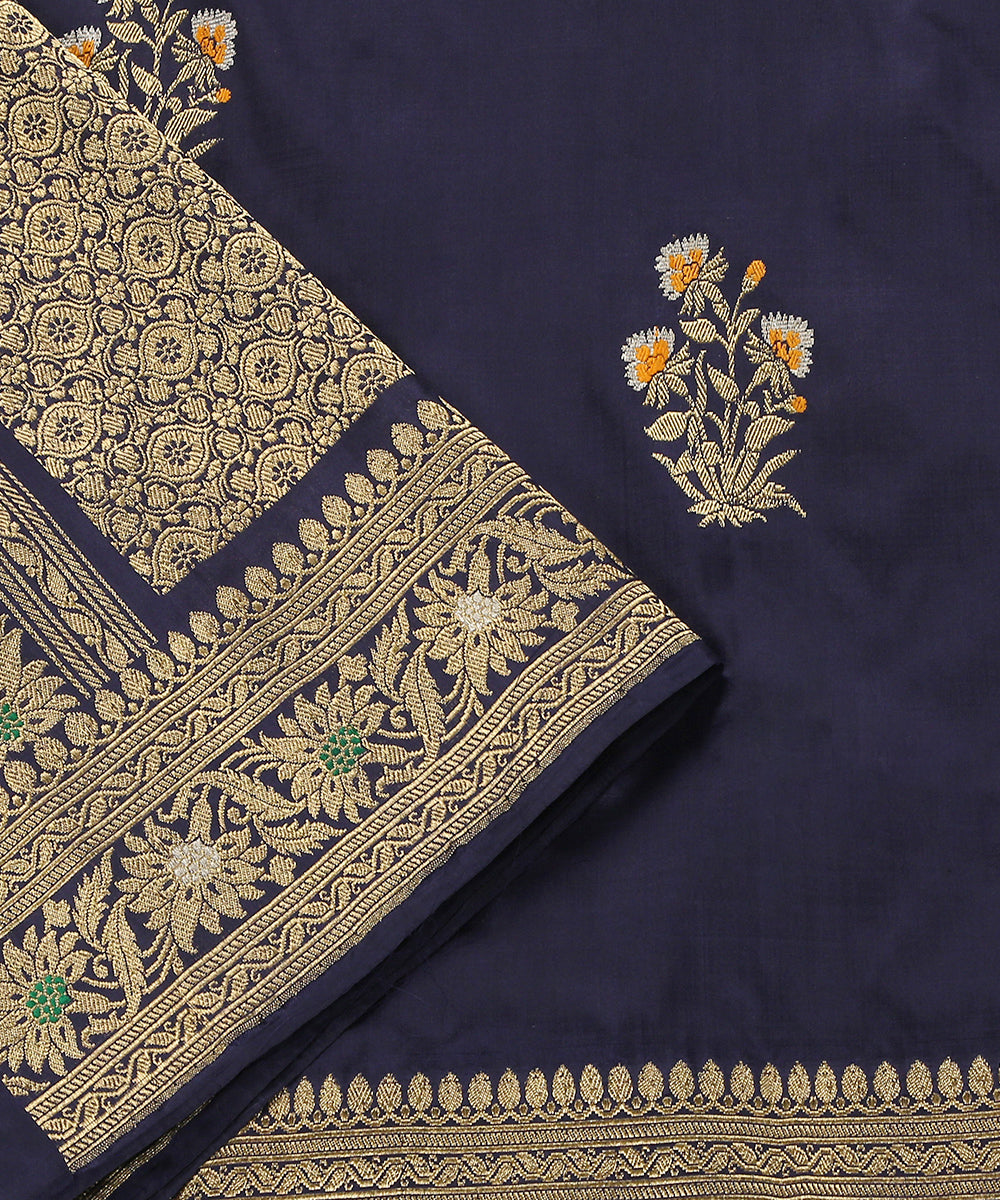 Handloom_Dark_Blue_Pure_Katan_Silk_Banarasi_Dupatta_With_Zari_Booti_WeaverStory_04
