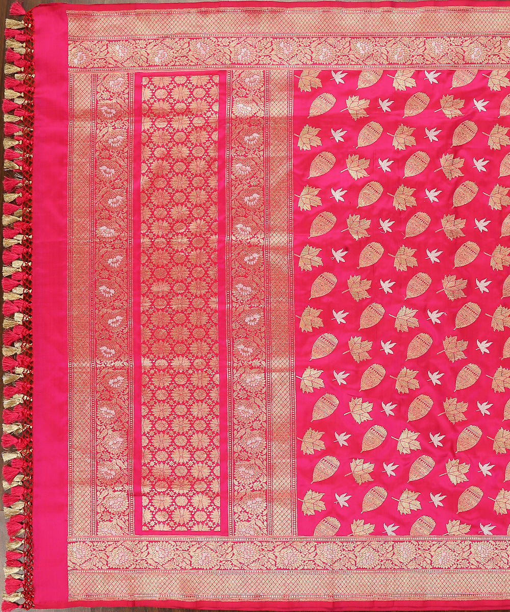 Handloom_Hot_Pink_Sona_Rupa_Pure_Katan_Silk_Banarasi_Dupatta_WeaverStory_02