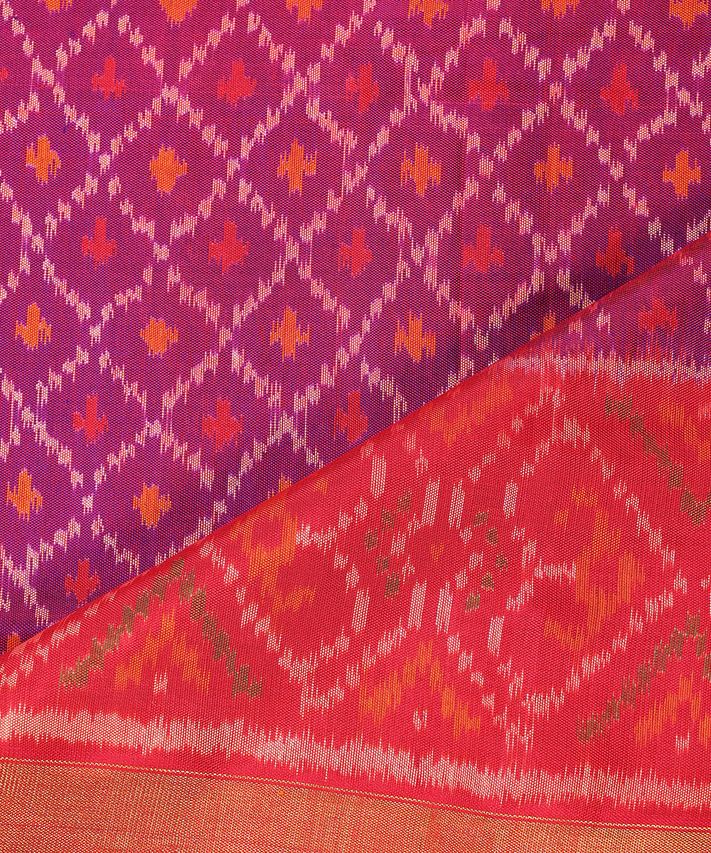 Purple_Handloom_Pure_Mulberry_Silk_Ikat_Patola_Dupatta_With_Tissue_Border_WeaverStory_04
