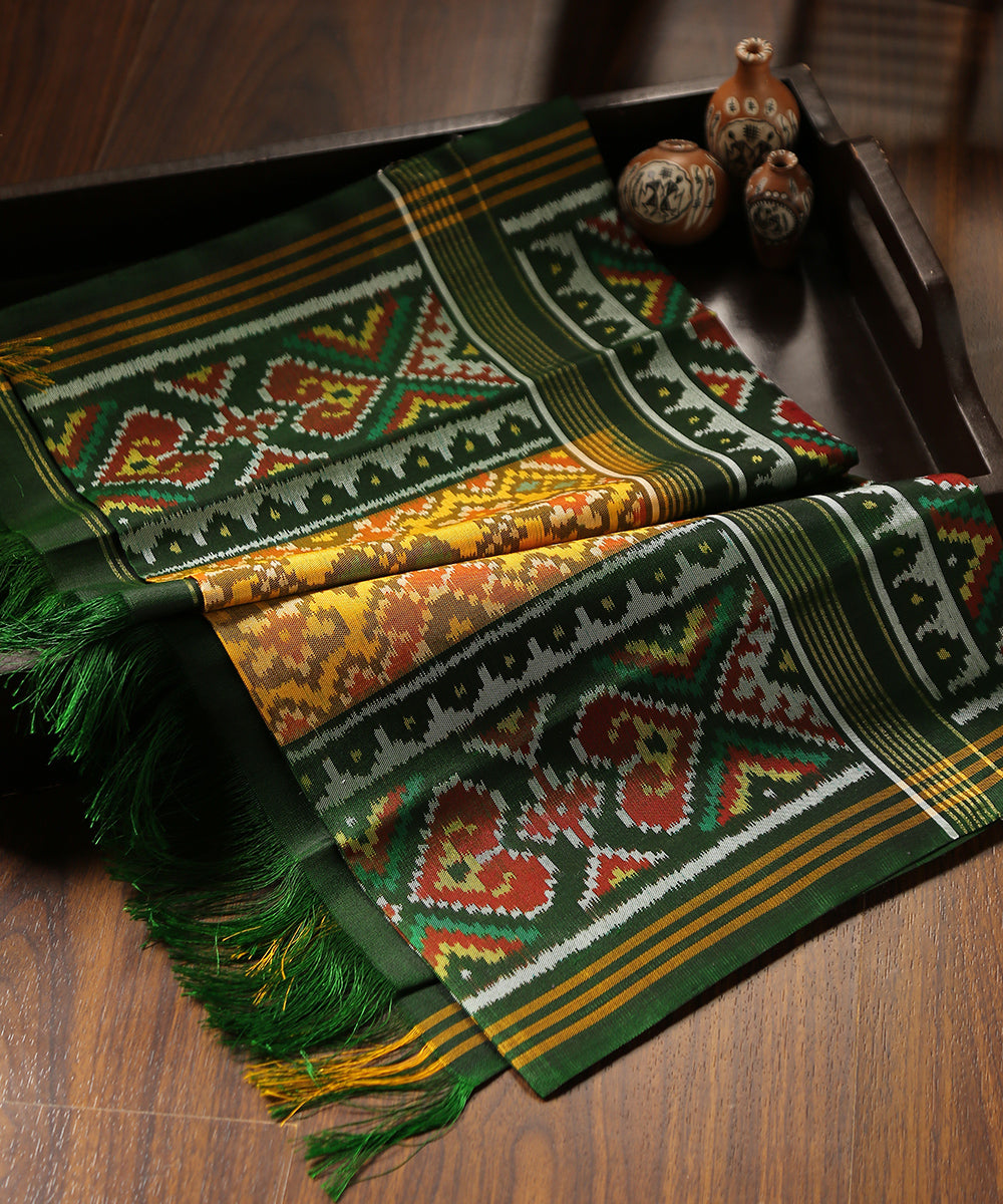 Mustard_And_Green_Handloom_Pure_Mulberry_Single_Ikat_Patola_Dupatta_WeaverStory_01