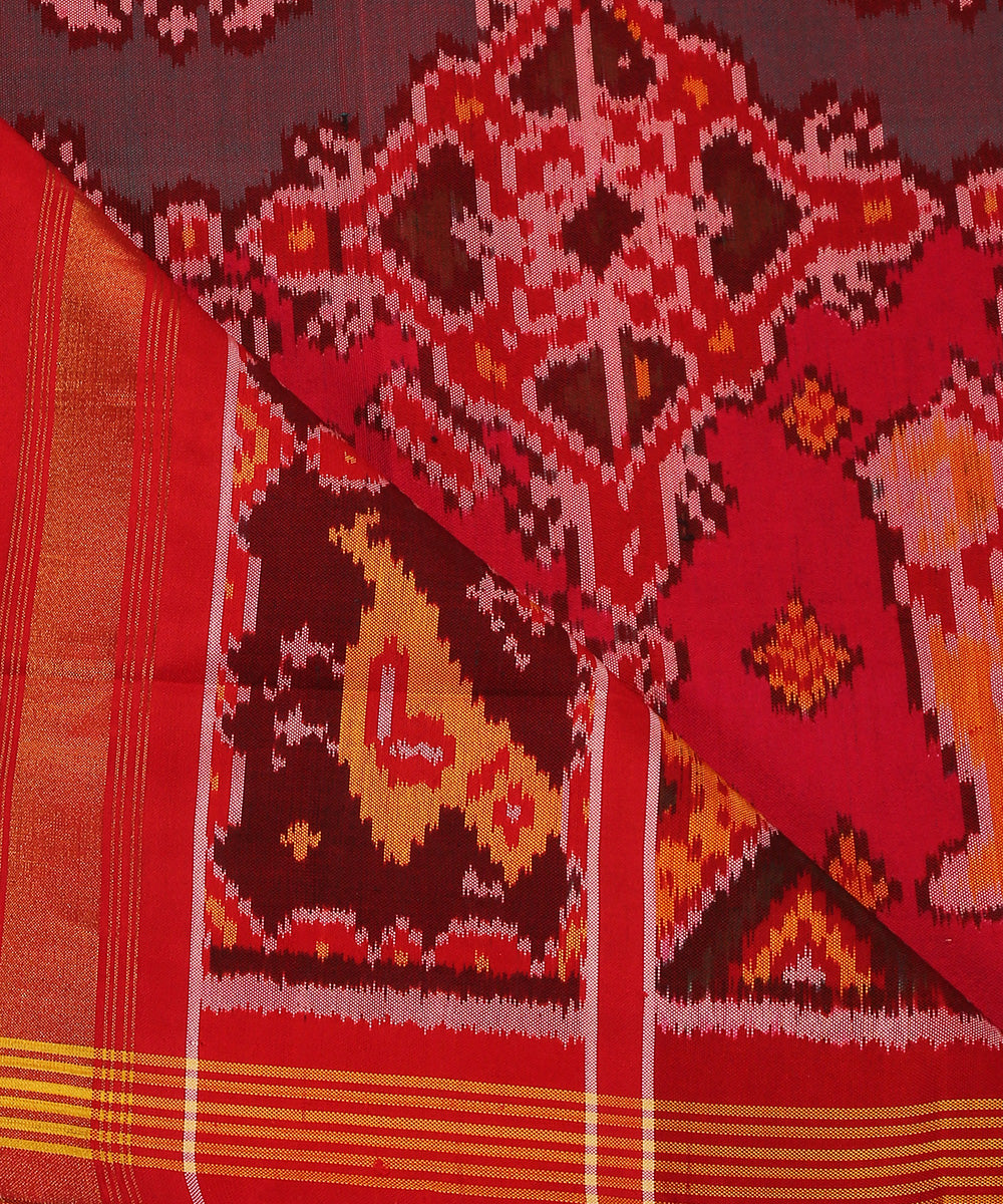Handloom_Pink_And_Red_Single_Ikat_Pure_Mulberry_Silk_Patola_Dupatta_With_Elephant_Motifs_WeaverStory_04