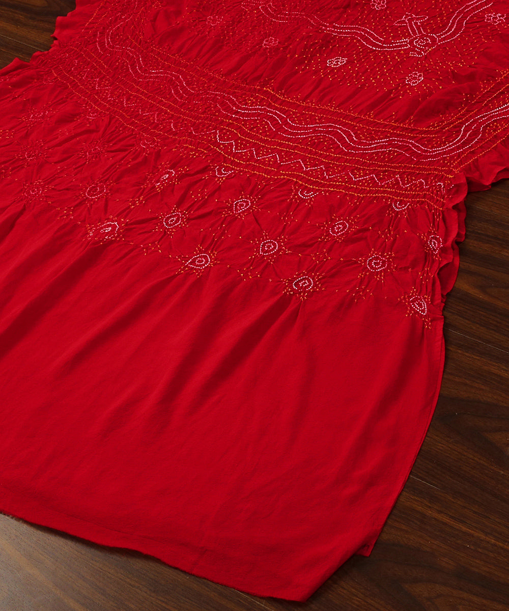 Red_Handloom_Pure_Georgette_Banarasi_Bandhej_Dupatta_WeaverStory_03