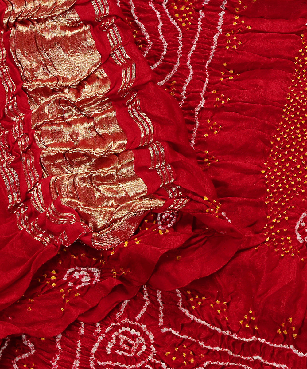 Red_Handloom_Pure_Gajji_Silk_Banarasi_Bandhej_Dupatta_WeaverStory_04