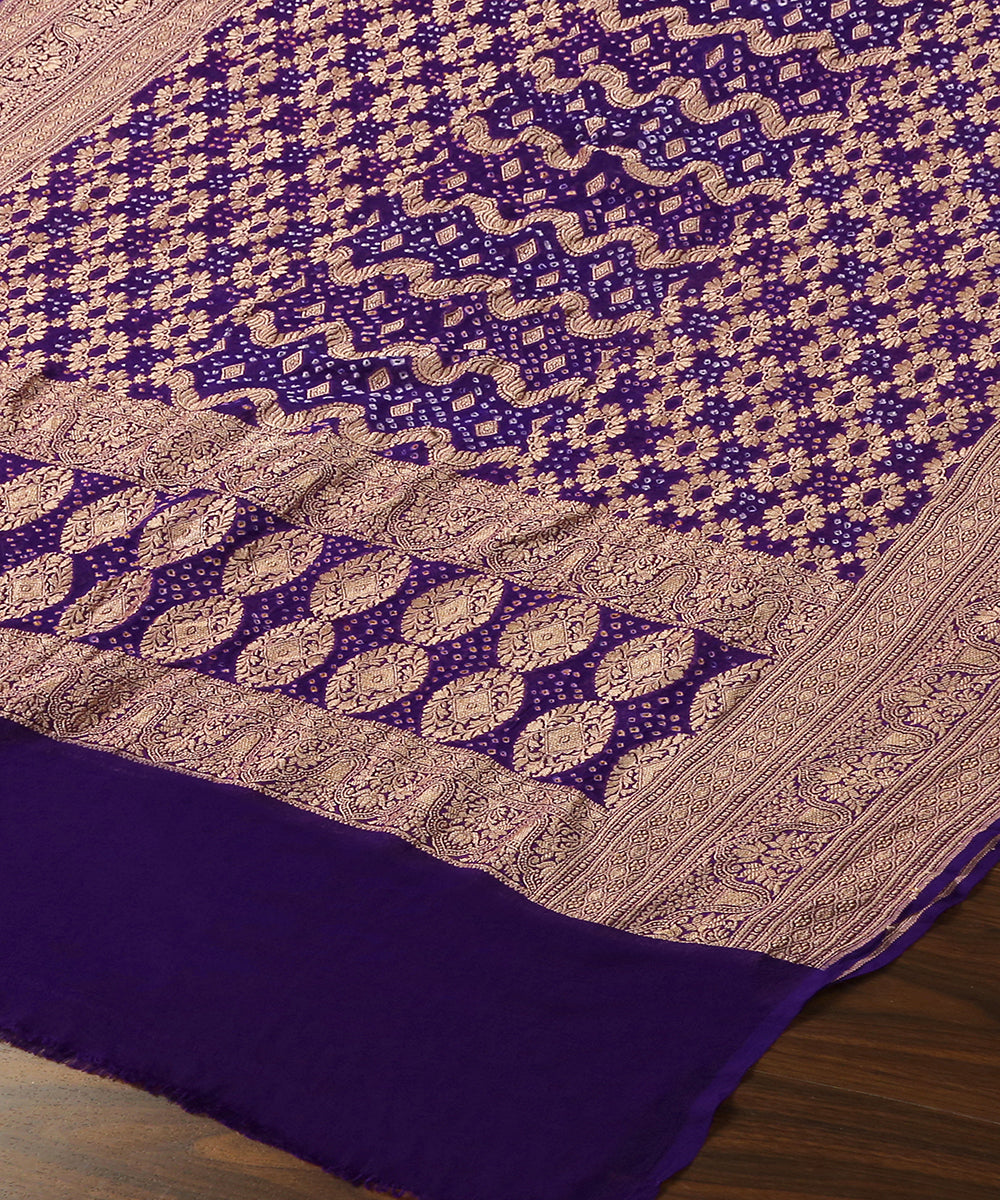 Purple_Handloom_Pure_Georgette_Banarasi_Bandhej_Dupatta_WeaverStory_03