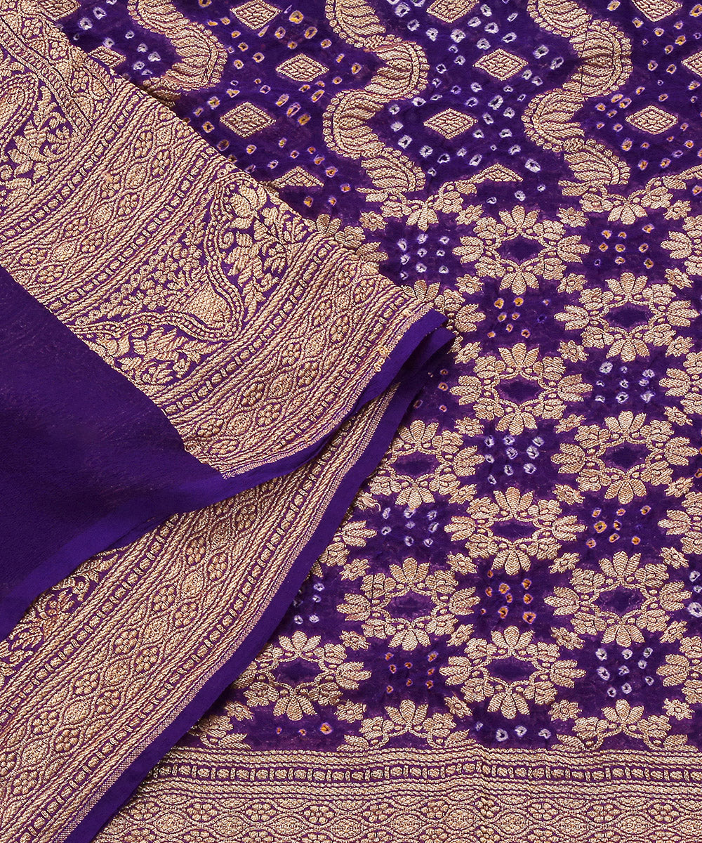 Purple_Handloom_Pure_Georgette_Banarasi_Bandhej_Dupatta_WeaverStory_04