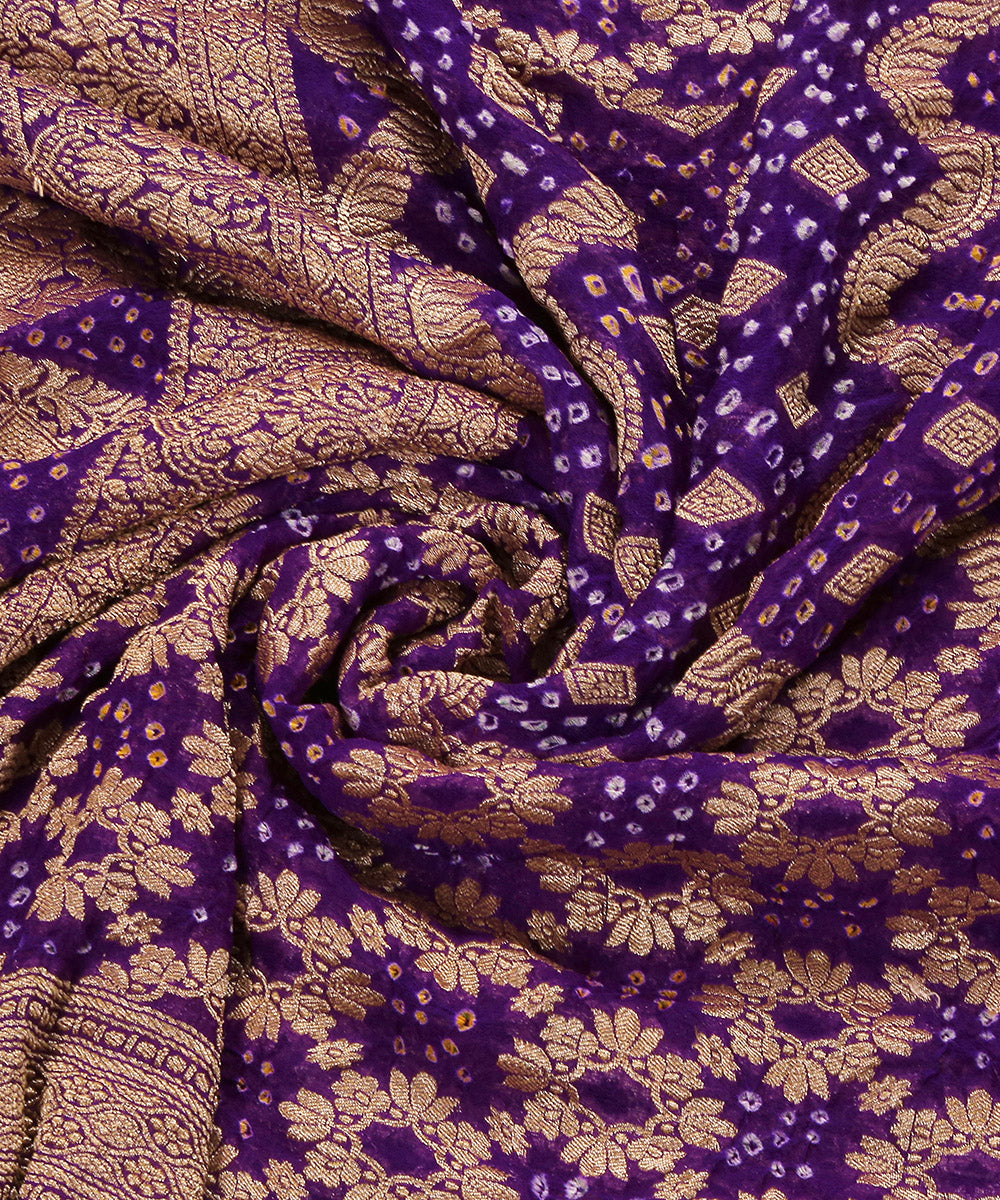 Purple_Handloom_Pure_Georgette_Banarasi_Bandhej_Dupatta_WeaverStory_05