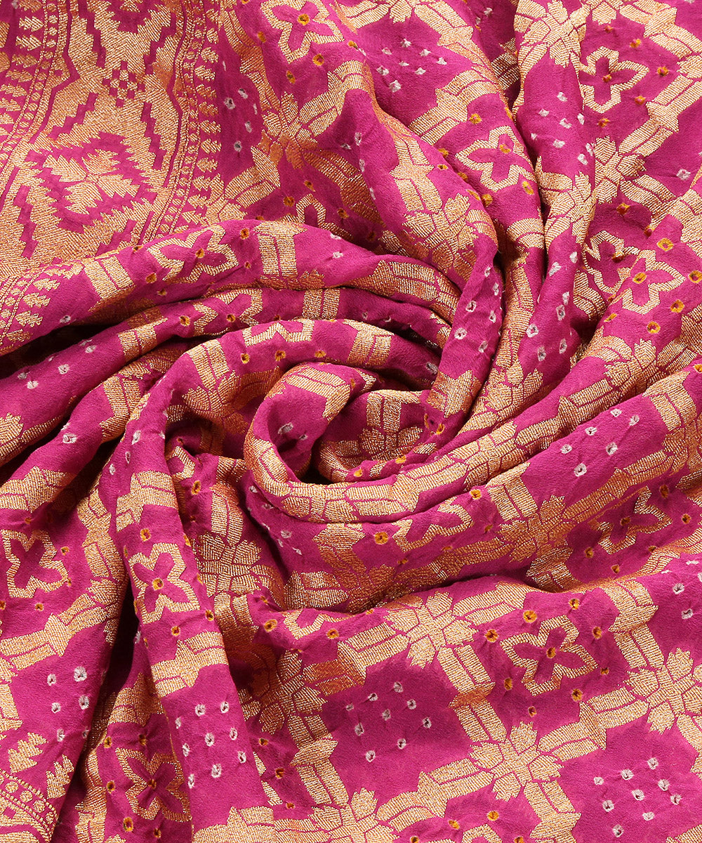 Onion_Pink_Handloom_Pure_Georegette_Banarasi_Bandhej_Dupatta_WeaverStory_05