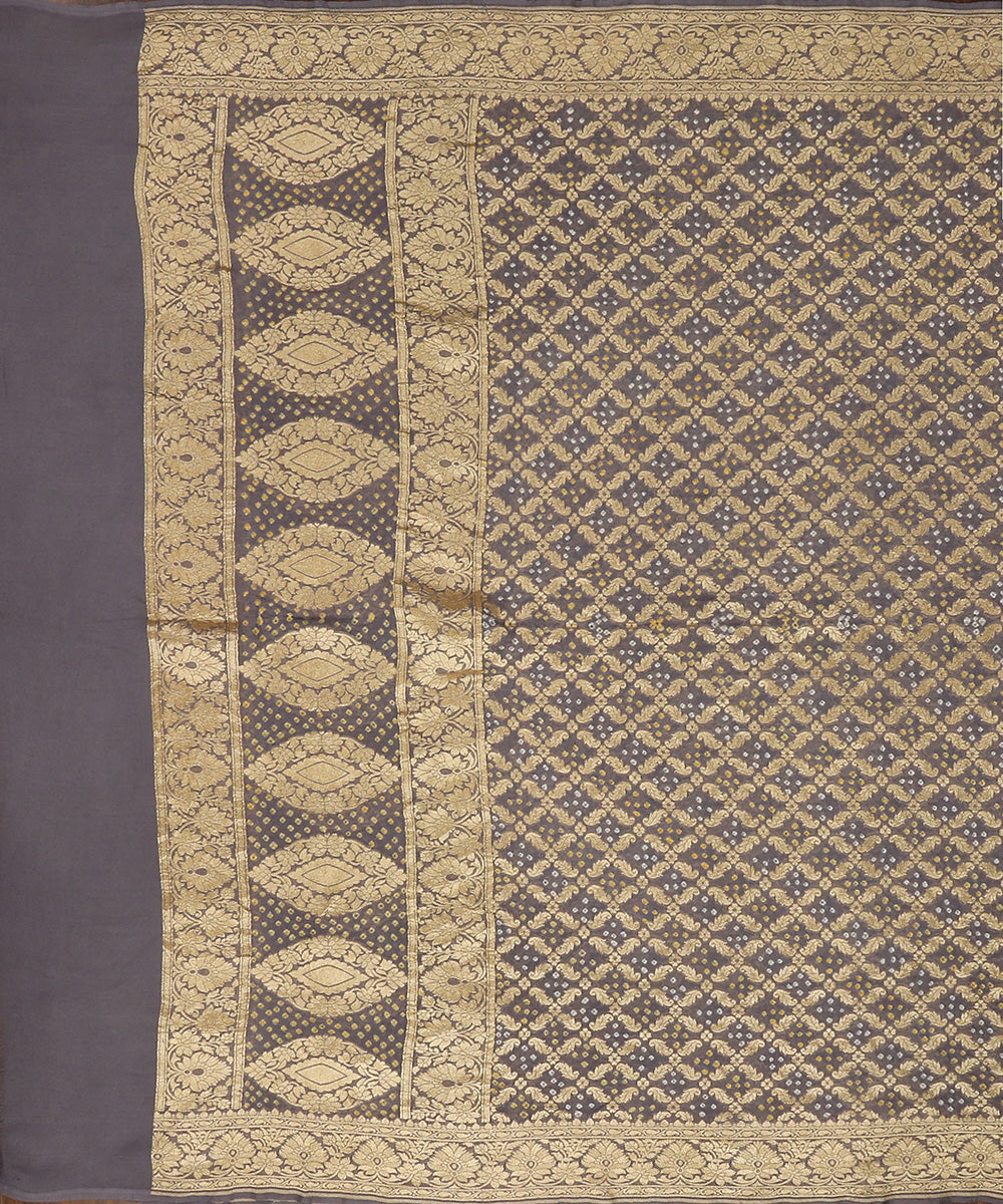 Handloom_Grey_Pure_Georgette_Banarasi_Bandhej_Dupatta_WeaverStory_02