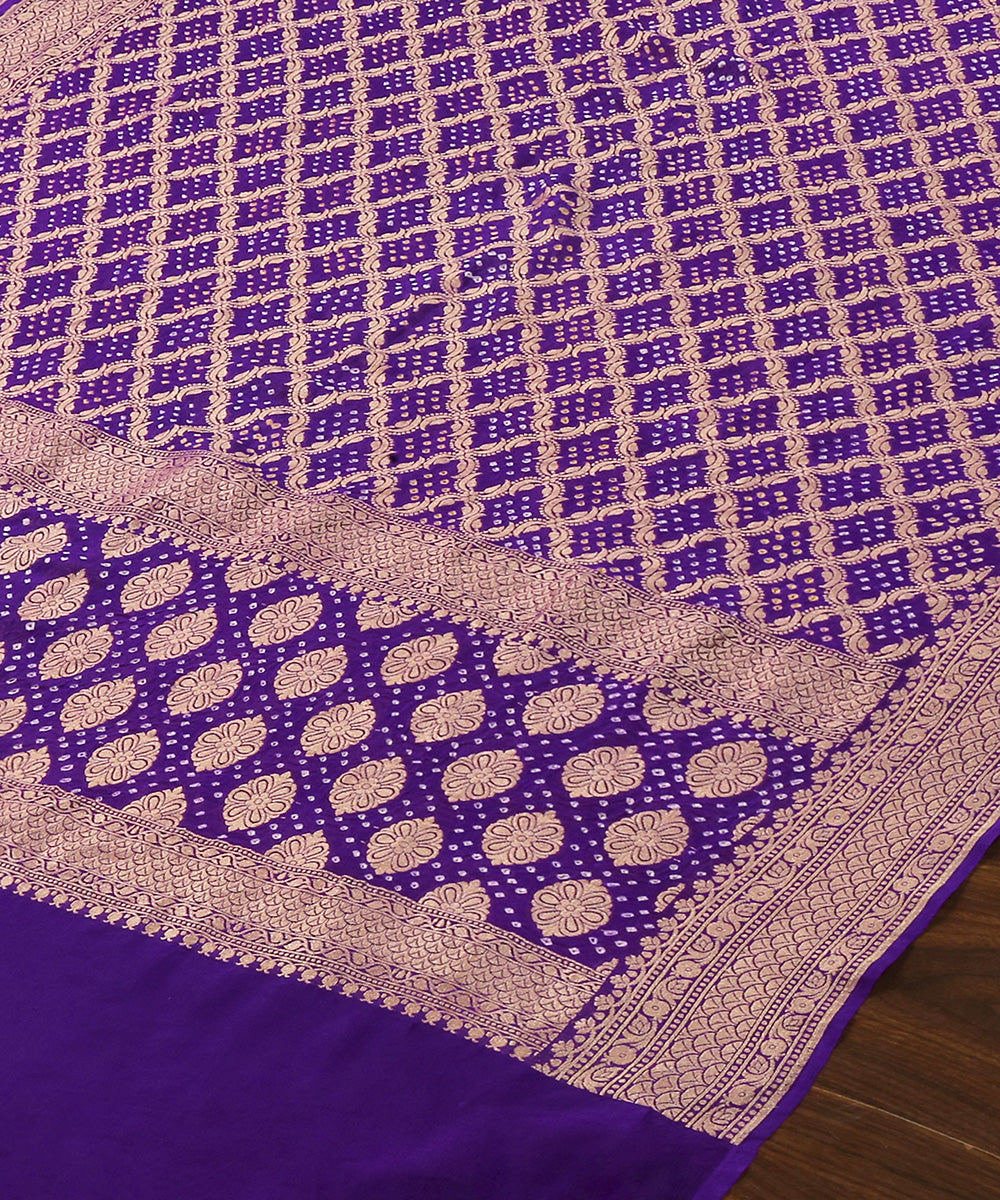 Blue_Handloom_Pure_Georgette_Banarasi_Bandhej_Dupatta_WeaverStory_03