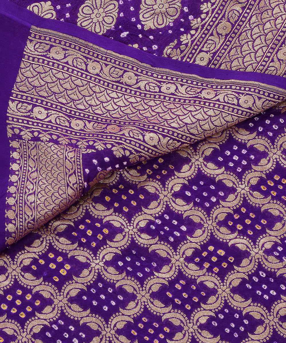 Blue_Handloom_Pure_Georgette_Banarasi_Bandhej_Dupatta_WeaverStory_04