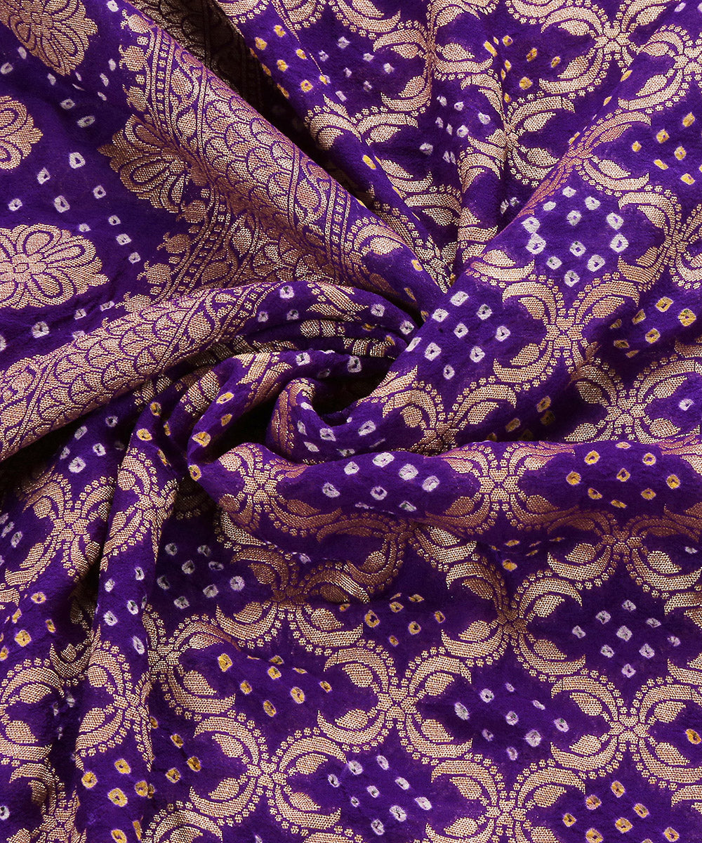 Blue_Handloom_Pure_Georgette_Banarasi_Bandhej_Dupatta_WeaverStory_05