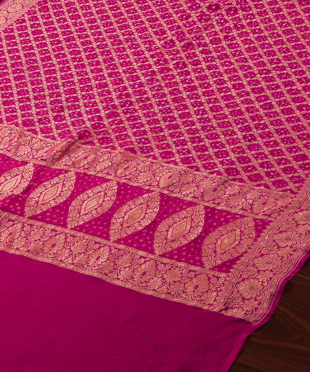 Handloom_Plum_Pure_Georegette_Banarasi_Bandhej_Dupatta_WeaverStory_03
