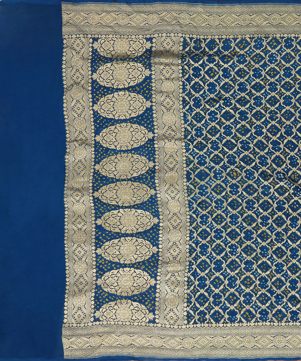 Teal_Handloom_Pure_Georgette_Banarasi_Bandhej_Dupatta_WeaverStory_02