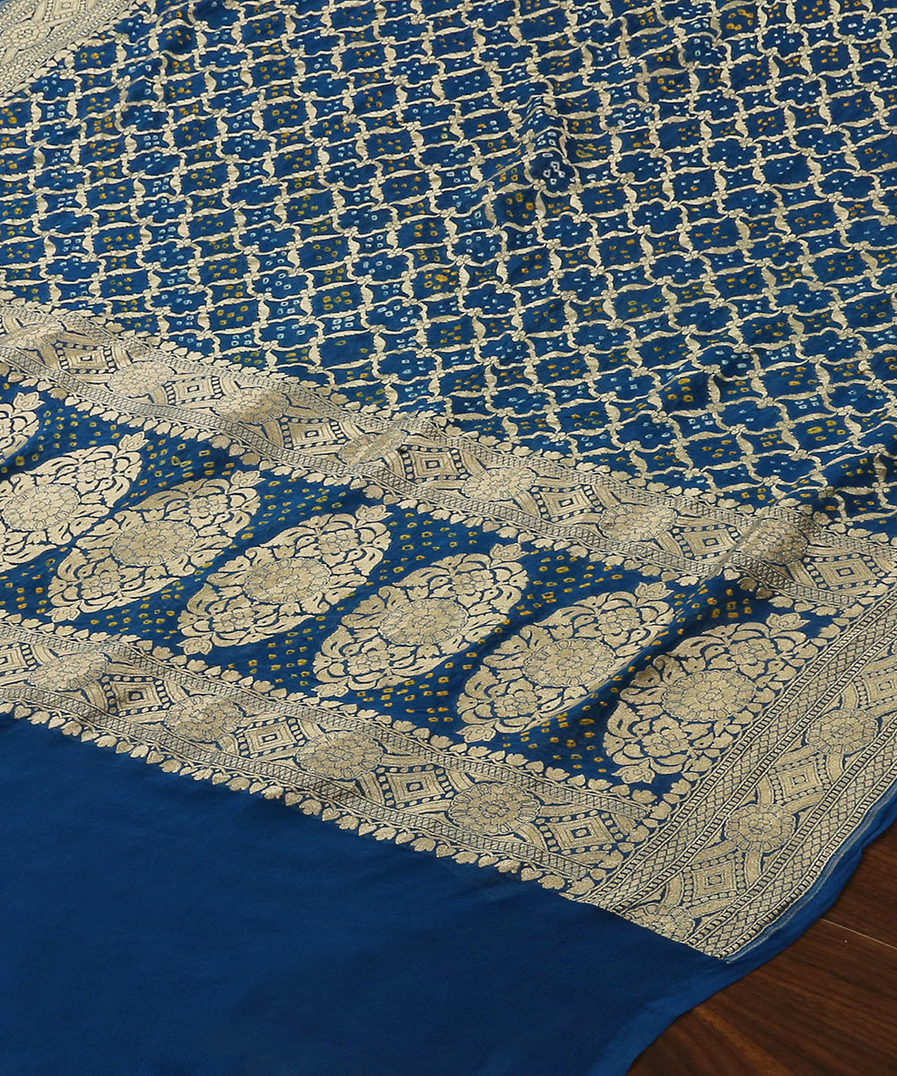 Teal_Handloom_Pure_Georgette_Banarasi_Bandhej_Dupatta_WeaverStory_03