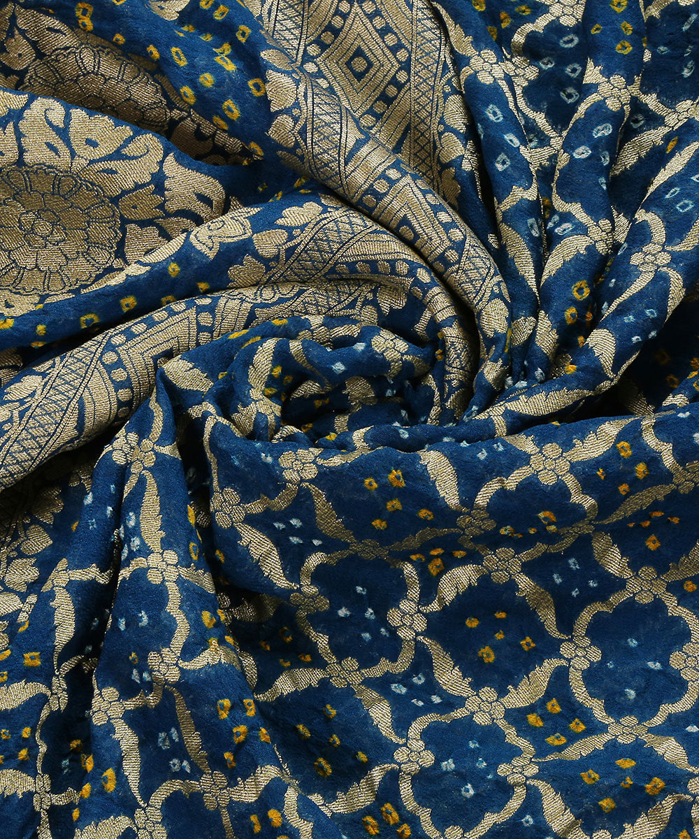 Teal_Handloom_Pure_Georgette_Banarasi_Bandhej_Dupatta_WeaverStory_05