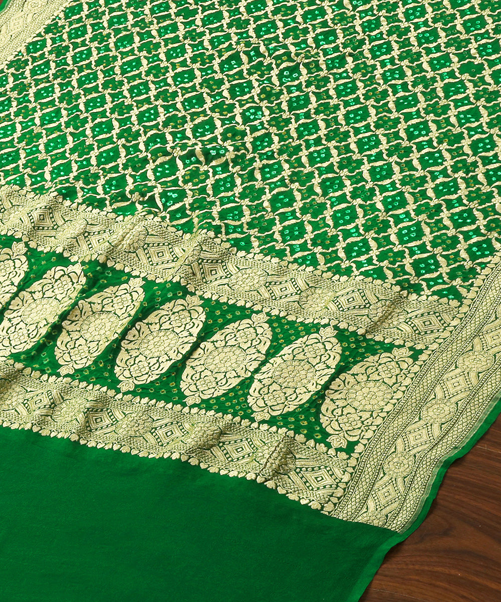 Green_Handloom_Pure_Georgette_Banarasi_Bandhej_Dupatta_WeaverStory_03