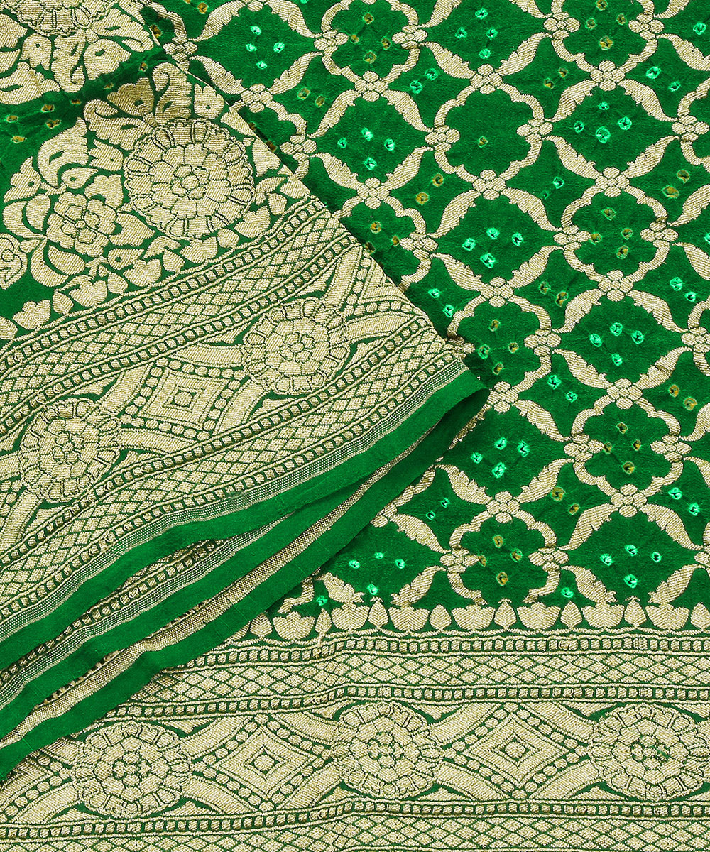 Green_Handloom_Pure_Georgette_Banarasi_Bandhej_Dupatta_WeaverStory_04