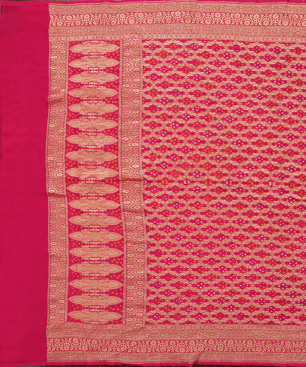 Pink_Handloom_Pure_Georgette_Banarasi_Bandhej_Dupatta_WeaverStory_02