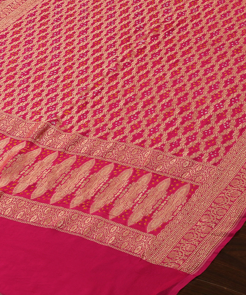 Pink_Handloom_Pure_Georgette_Banarasi_Bandhej_Dupatta_WeaverStory_03