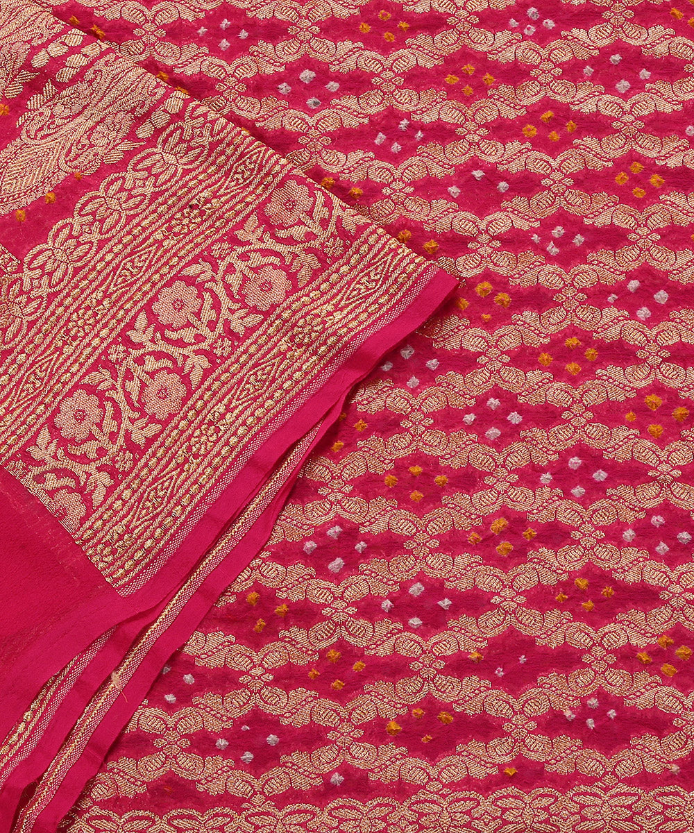 Pink_Handloom_Pure_Georgette_Banarasi_Bandhej_Dupatta_WeaverStory_04