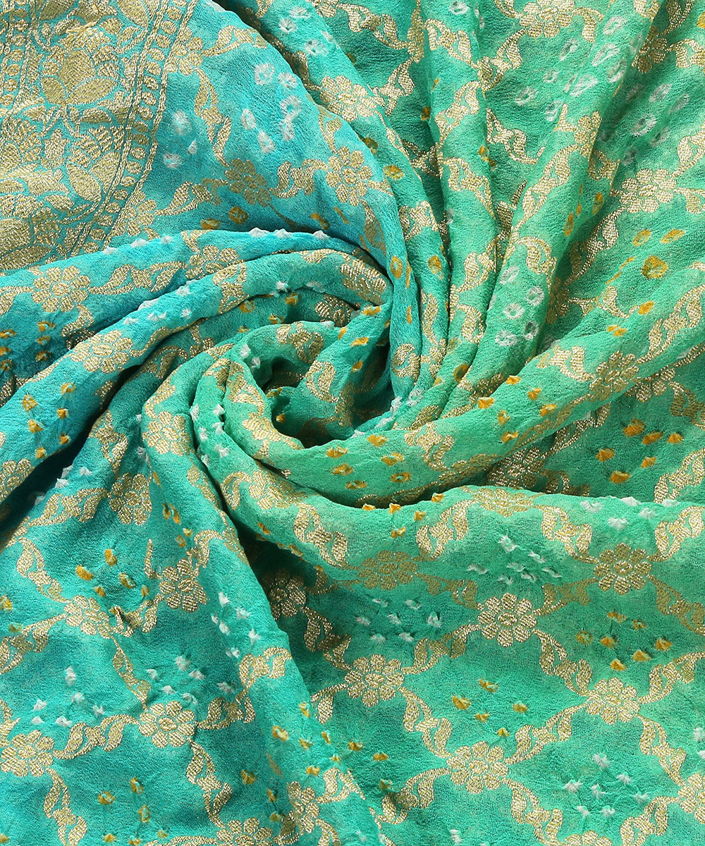 Sea_Green_And_Blue_Handloom_Pure_Handloom_Banarasi_Bandhej_Dupatta_WeaverStory_05