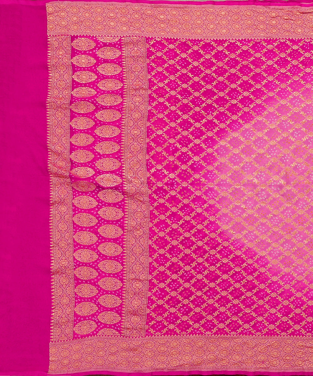 Handloom_Pink_Pure_Georgette_Banarasi_Bandhej_Dupatta_With_Zari_Jaal_WeaverStory_02