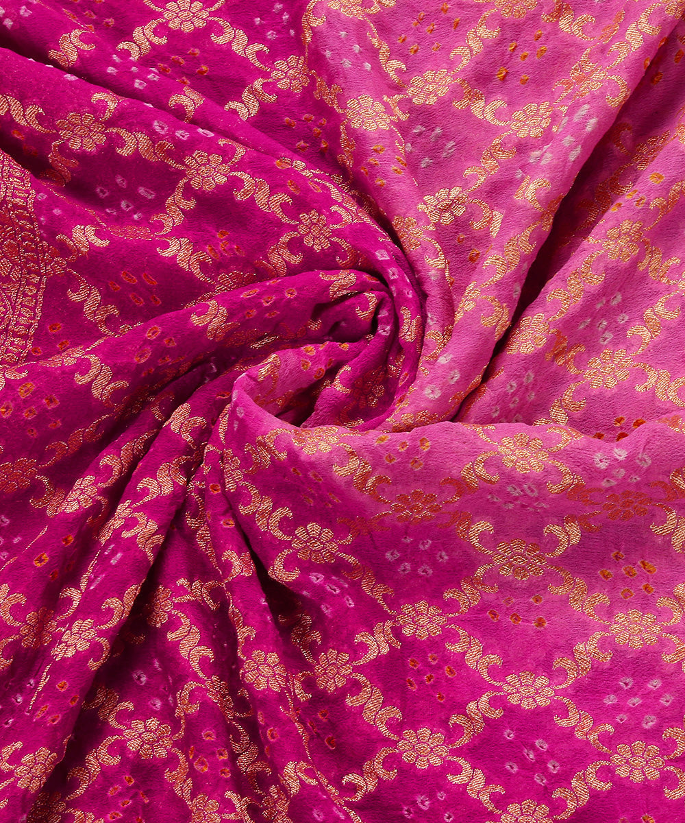 Handloom_Pink_Pure_Georgette_Banarasi_Bandhej_Dupatta_With_Zari_Jaal_WeaverStory_05