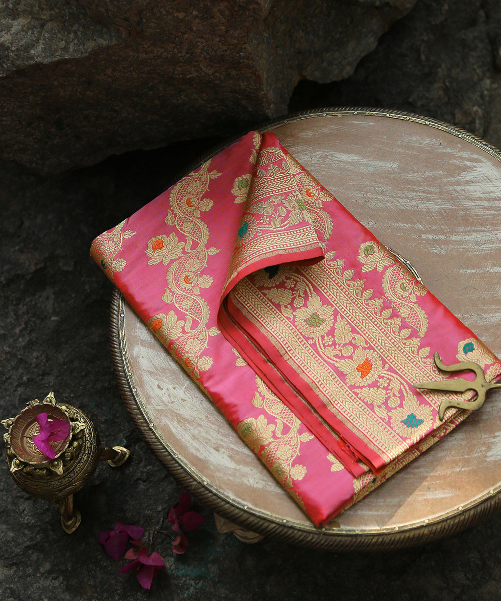 Pink_Handloom_Pure_Katan_Silk_Banarasi_Dupatta_With_Kadhwa_Meenakari_Jaal_WeaverStory_01
