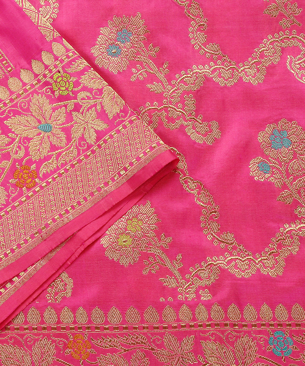 Pink_Handloom_Pure_Katan_Silk_Banarasi_Dupatta_With_Kadhwa_Meenakari_Jaal_WeaverStory_04