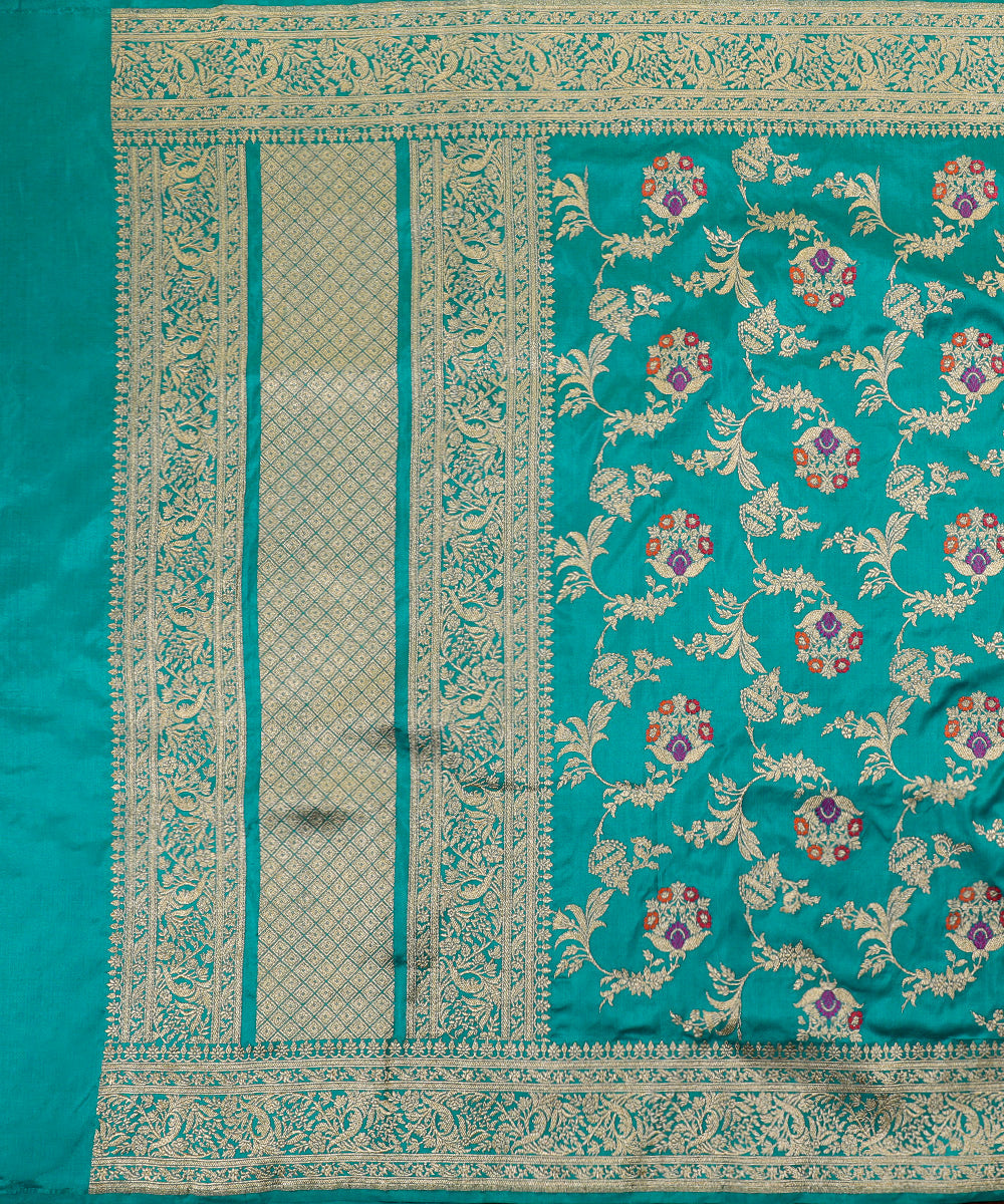 Handloom_Teal_Pure_Katan_Silk_Banarasi_Dupatta_With_Meenakari_WeaverStory_02