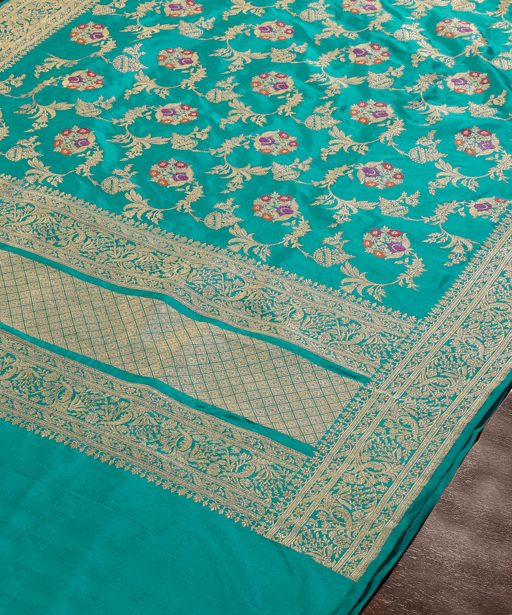 Handloom_Teal_Pure_Katan_Silk_Banarasi_Dupatta_With_Meenakari_WeaverStory_03