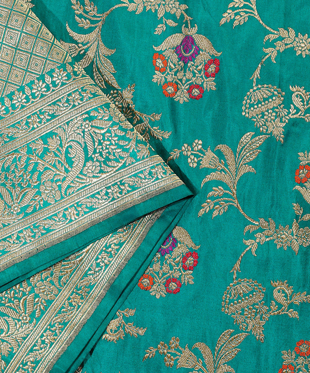 Handloom_Teal_Pure_Katan_Silk_Banarasi_Dupatta_With_Meenakari_WeaverStory_04