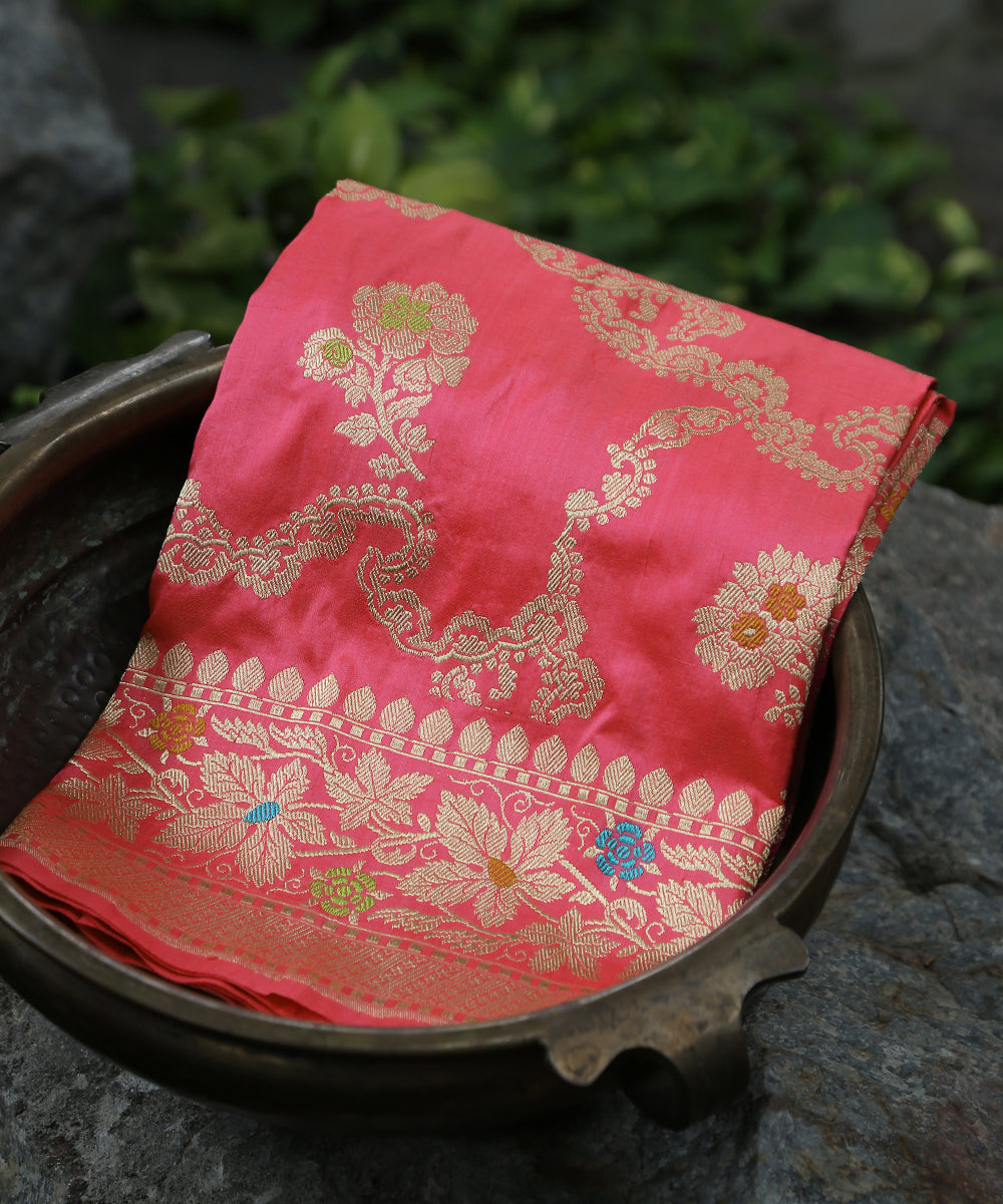 Hot_Pink_Handloom_Pure_Katan_Silk_Banarasi_Dupatta_With_Meenakari_WeaverStory_01