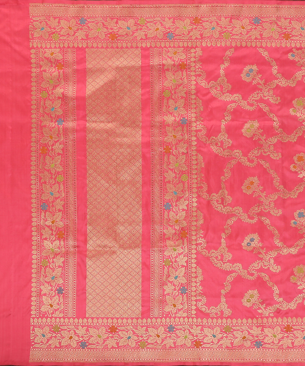 Hot_Pink_Handloom_Pure_Katan_Silk_Banarasi_Dupatta_With_Meenakari_WeaverStory_02