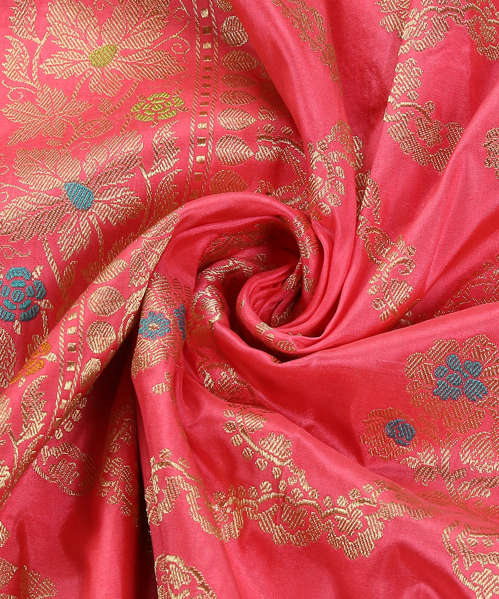 Hot_Pink_Handloom_Pure_Katan_Silk_Banarasi_Dupatta_With_Meenakari_WeaverStory_05