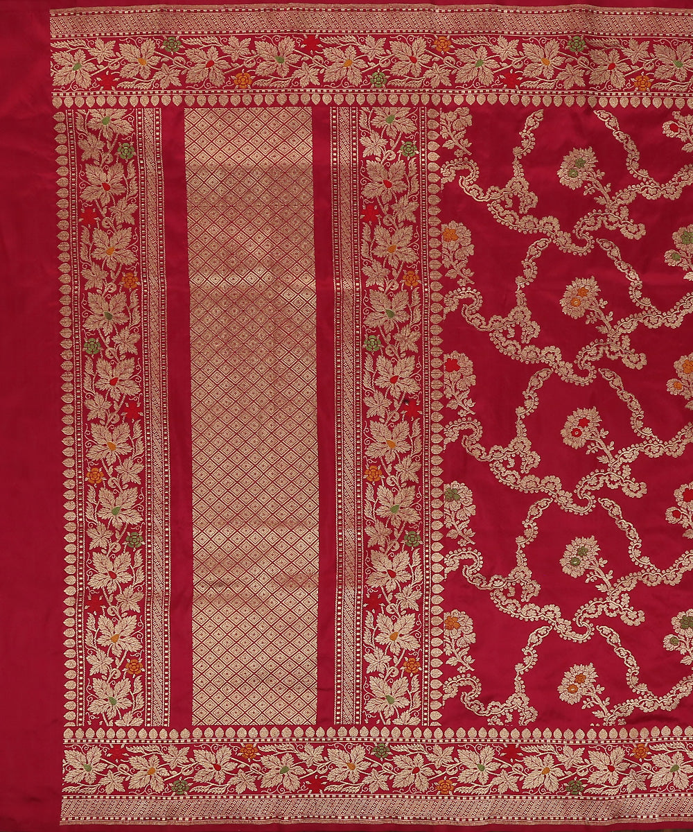 Handloom_Maroon_Pure_Katan_Silk_Banarasi_Dupatta_With_Jaal_WeaverStory_02