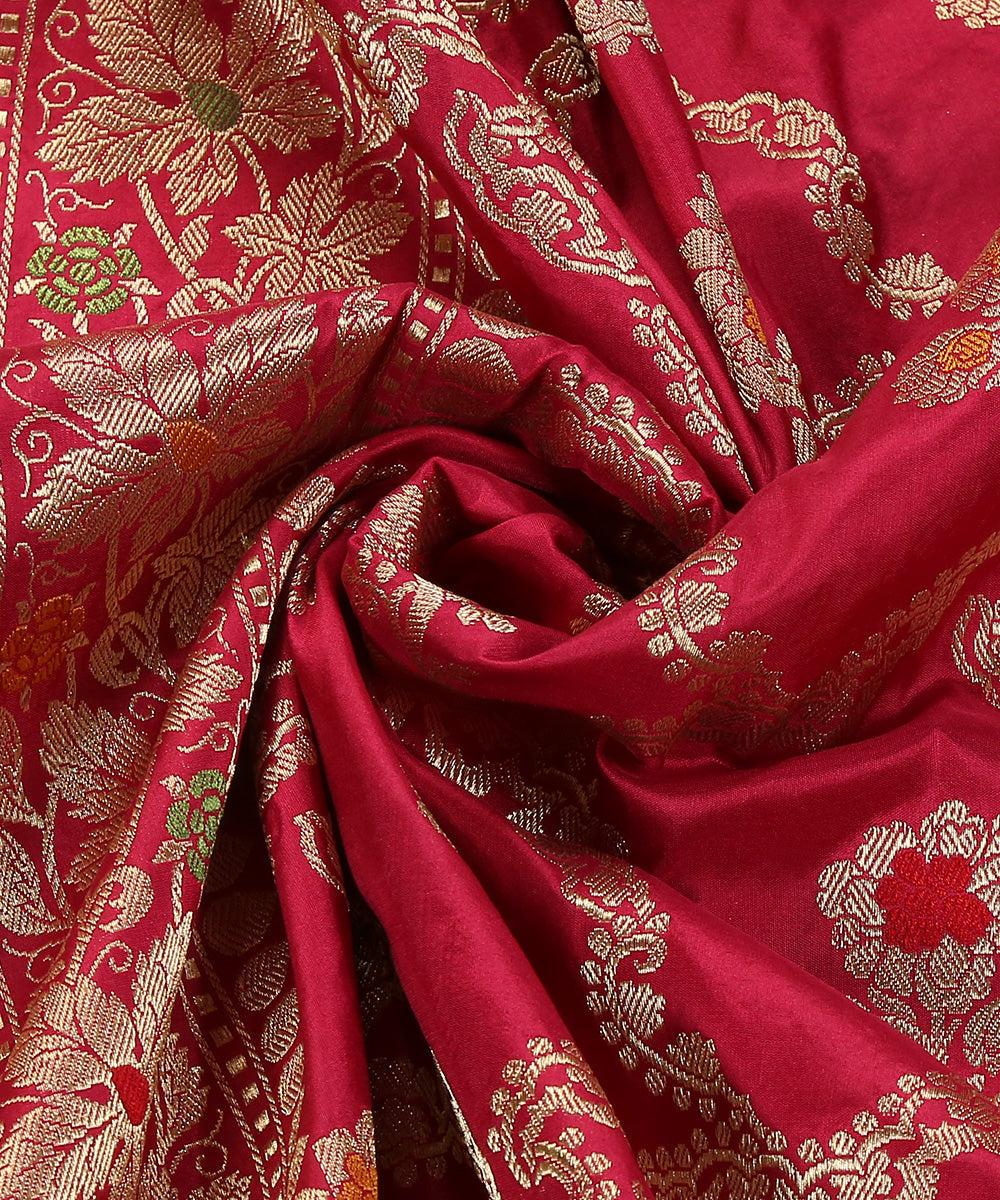 Handloom_Maroon_Pure_Katan_Silk_Banarasi_Dupatta_With_Jaal_WeaverStory_05
