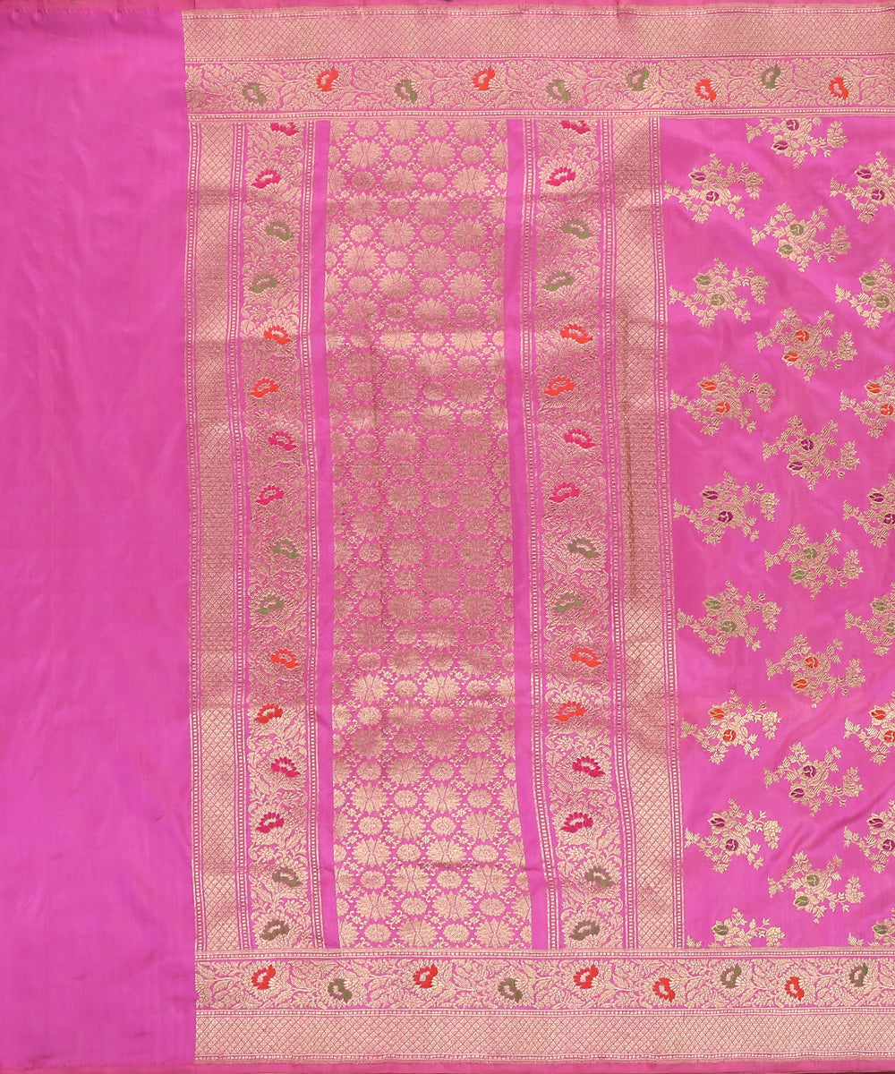 Pink_Handloom_Pure_Katan_Silk_Banarasi_Dupatta_With_Meenakari_WeaverStory_02