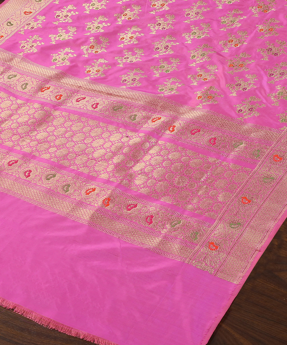 Pink_Handloom_Pure_Katan_Silk_Banarasi_Dupatta_With_Meenakari_WeaverStory_03