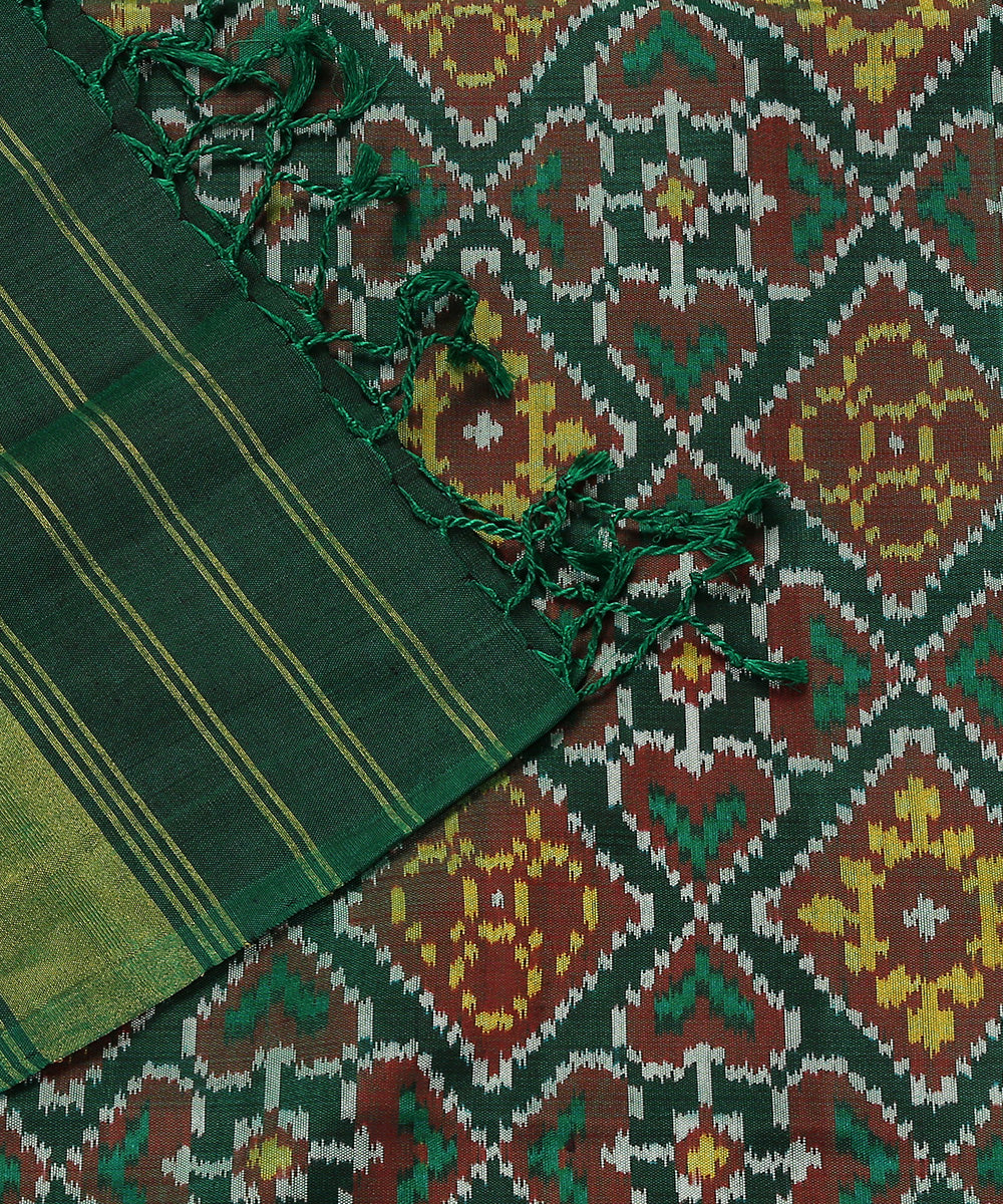 Dark_Green_Handloom_Pure_Mulberry_Silk_Ikat_Patola_Dupatta_WeaverStory_04