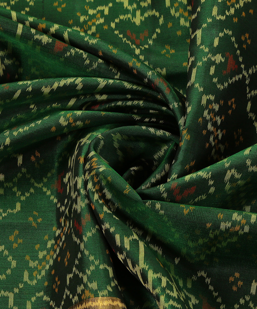 Handloom_Dark_Green_Pure_Mulberry_Silk_Ikat_Patola_Dupatta_WeaverStory_05