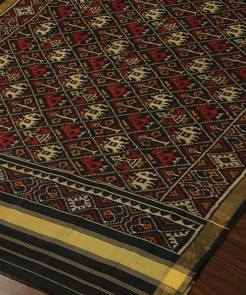 Handloom_Black_Pure_Mulberry_Silk_Ikat_Patola_Dupatta_WeaverStory_03