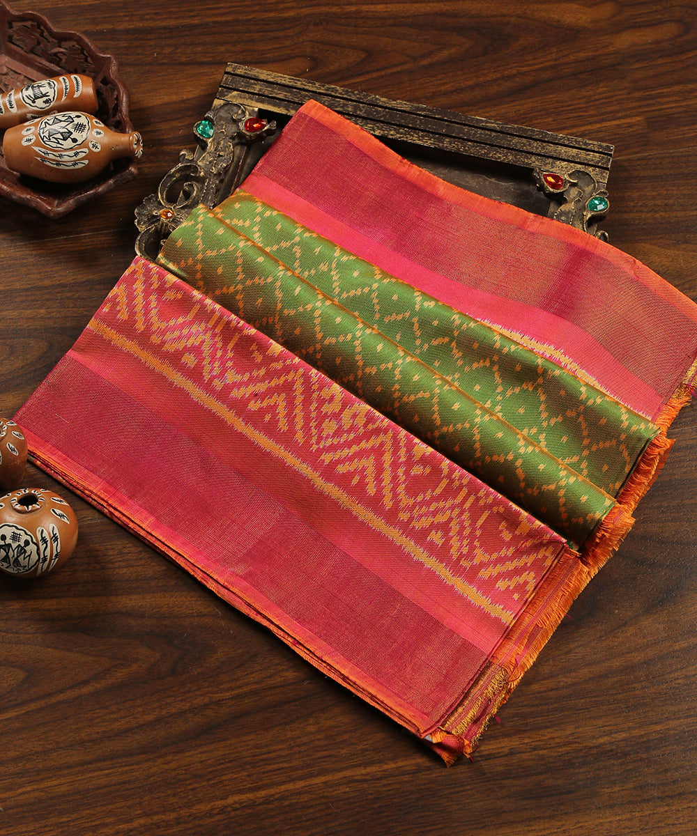 Handloom_Orange_Pure_Mulberry_Silk_Ikat_Patola_Dupatta_WeaverStory_01
